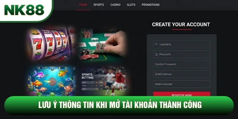 Lưu ý thông tin khi mở tài khoản thành công